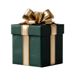 Green gift box with golden ribbon