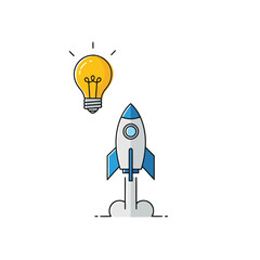 Illustration of rocket with light bulb idea