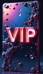 stylish VIP card with glowing letters and dark background