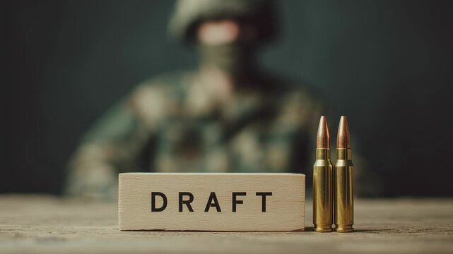 4k video of a soldier consultation for draft. Concept of war and conscripts.