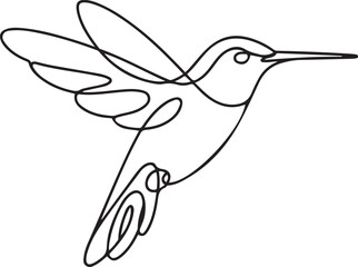Obraz premium One continuous line drawing of cute hummingbird for company business logo identity. Little beauty bird mascot concept for conservation national forest. one line Icon drawing