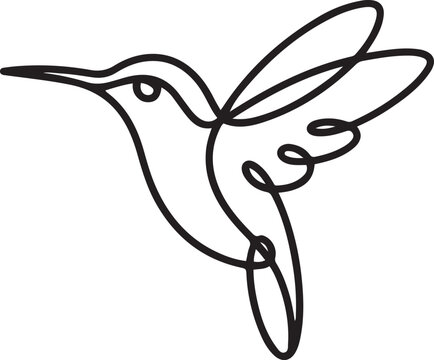 One continuous line drawing of cute hummingbird for company business logo identity. Little beauty bird mascot concept for conservation national forest. one line Icon drawing