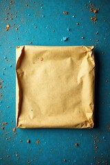 Aged, sealed envelope on textured blue surface, texture, still life