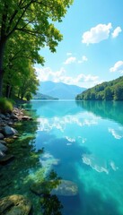 Azure water, sunny skies reflect on Lake Balaton's surface , lake balaton, central europe, still water