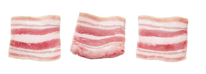 Savory bacon strips on transparent background for culinary inspiration food photography