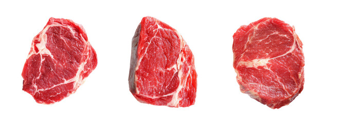 Fresh cuts of beef on transparent background culinary focus food photography studio shot