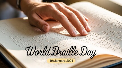 Braille book and fingers symbolizing empowerment of blind communities worldwide.