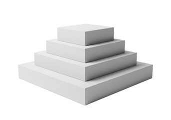 Stacked white boxes isolated on transparent background