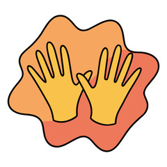 Obraz premium Abstract minimalist vector art: two hands reaching, almost touching, with delicate outline.