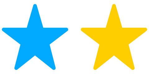 Obraz premium Yellow and blue star icon isolated on transparent background.