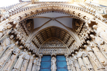 Portal of the Virgin of Saint-Etienne Cathedral in Metz . The construction took three centuries to complete the cathedral, which was consecrated in 1552.