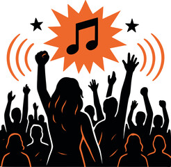 Concert Crowd Music Festival Party Vector Art
