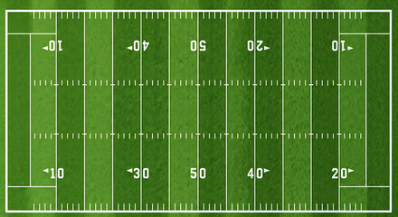 American football field illustration on transparent background for sports and design