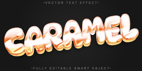 Caramel Sweet Dessert Sauce Vector Fully Editable Smart Object Text Effect