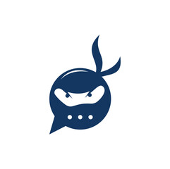 Ninja Chat Logo Design Template. Ninja talk logo design icon.