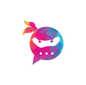 Ninja Chat Logo Design Template. Ninja talk logo design icon.