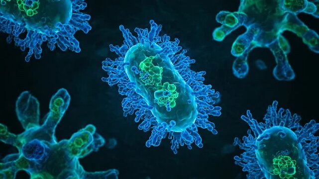 Detailed Monkeypox Virus Structure Under a Microscope Animation.