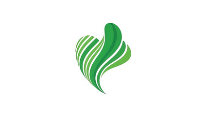 Obraz premium Abstract green heart or leaf-like shape composed of flowing, layered bands, symbolizing growth and nature