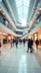 Obraz premium Blurred Vertical Interior of a Modern Luxury Shopping Mall
