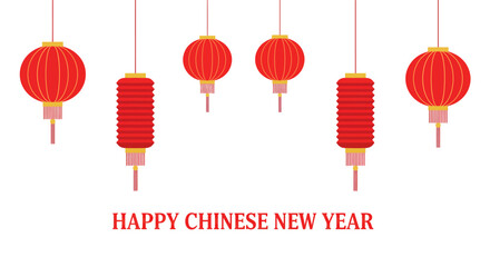 Chinese New Year Red Lantern Minimalist Vector Illustration