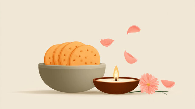 Indian festive food and cultural elements with jalebi and rose petals
