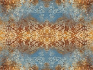 Symmetrical Abstract Pattern With Rusted Metal And Ornate Designs Keywords: abstract, pattern