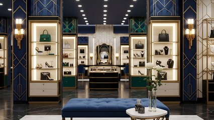 Luxurious Boutique Interior with High-End Fashion Accessories