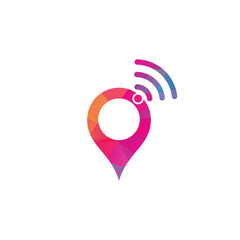 Map pin with wifi signal logo icon design vector.