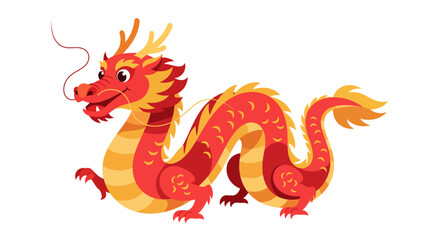Fototapeta premium Chinese New Year Dragon Flat Vector on White Background