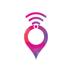 Map pin with wifi signal logo icon design vector.