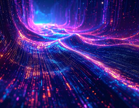 Abstract digital waves of vibrant color - Powered by Adobe