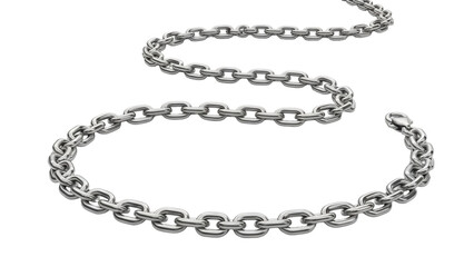 Silver metal chain isolated PNG on transparent background, strong connection concept for jewelry...