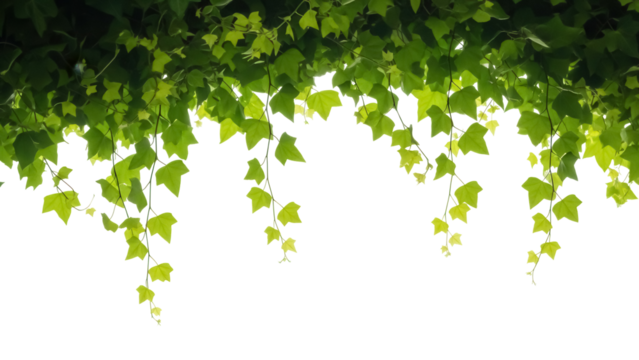 Lush green ivy leaves isolated PNG on transparent background, vibrant foliage for decoration and design projects - Powered by Adobe