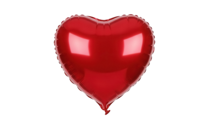 Shiny red heart balloon isolated PNG on transparent background, love and romance symbol for Valentine s Day and special occasions