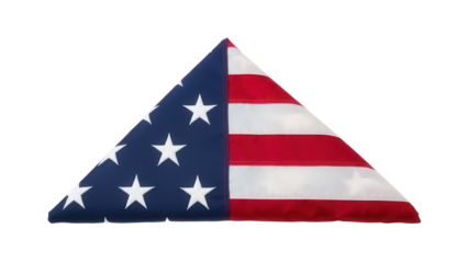 Folded American flag PNG isolated on transparent background, patriotic symbol for memorial day and independence day