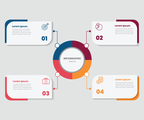 Modern Circular Infographic Template with 4 Steps &ndash; Business Process Vector