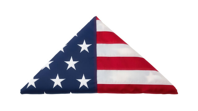 Folded American flag PNG isolated on transparent background, patriotic symbol for memorial day and independence day
