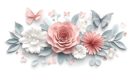 Delicate floral arrangement with butterflies