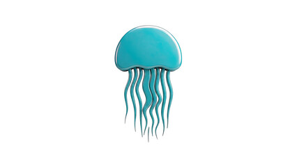 Blue Jellyfish Isolated on White Background