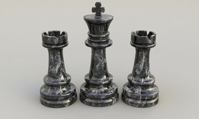 Fototapeta premium Chess pieces king and rook strategy game competition