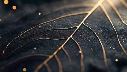 Extreme Macro Metallic Leaf Veins Futuristic Render