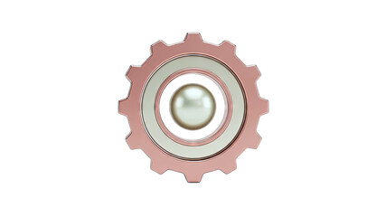 Gear with Pearl: Abstract Concept on White