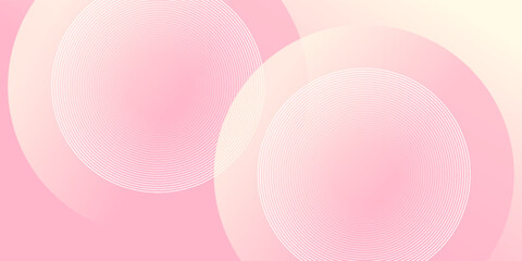 Minimalist banner background, pastel colorful, pink and yellow gradations. Circle effect style geometric, abstract background.