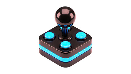 Modern Joystick Controller with Glowing Accents on White