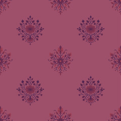 Luxurious Botanical Damask with Hand-Drawn Floral Texture