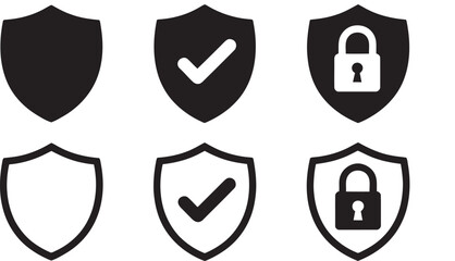 security shield icons with checkmarks and locks