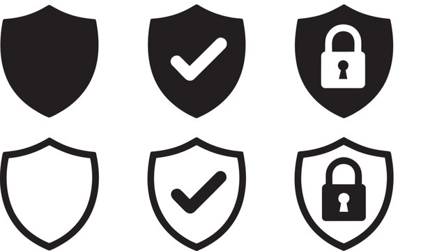security shield icons with checkmarks and locks