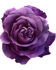 Purple rose with rich saturated petals and smooth gradients, premium floral aesthetic, isolated on white background. 