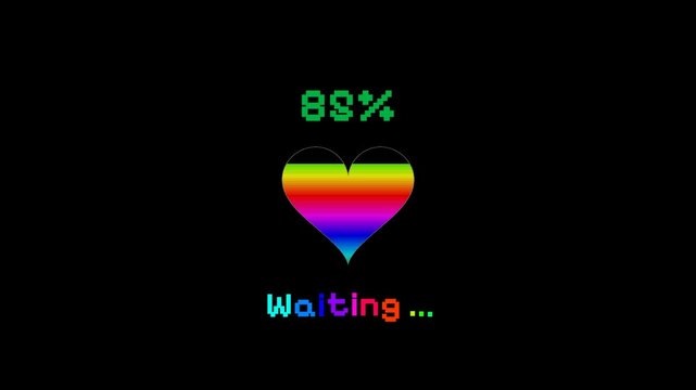 heart that fills with many colors as the percentage increases and at the number 100 the words I LOVE YOU appear with transparent Alpha Channel background