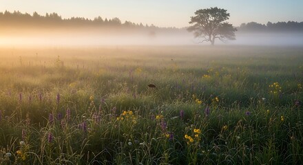 Foggy Meadow Sunrise.